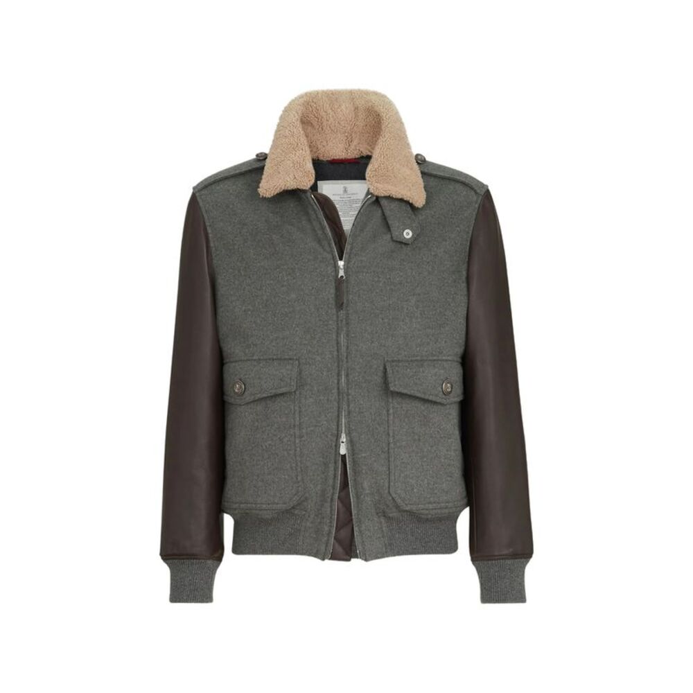 Brunello Cucinelli Grey Jackets - Bomber Jackets Men